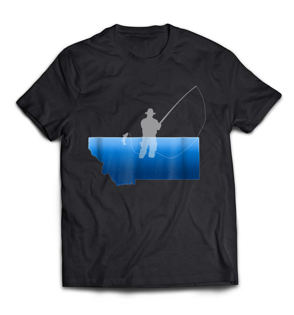 Montana State Fishing Tee with State Outline: Celebrate Your Fishing Spirit